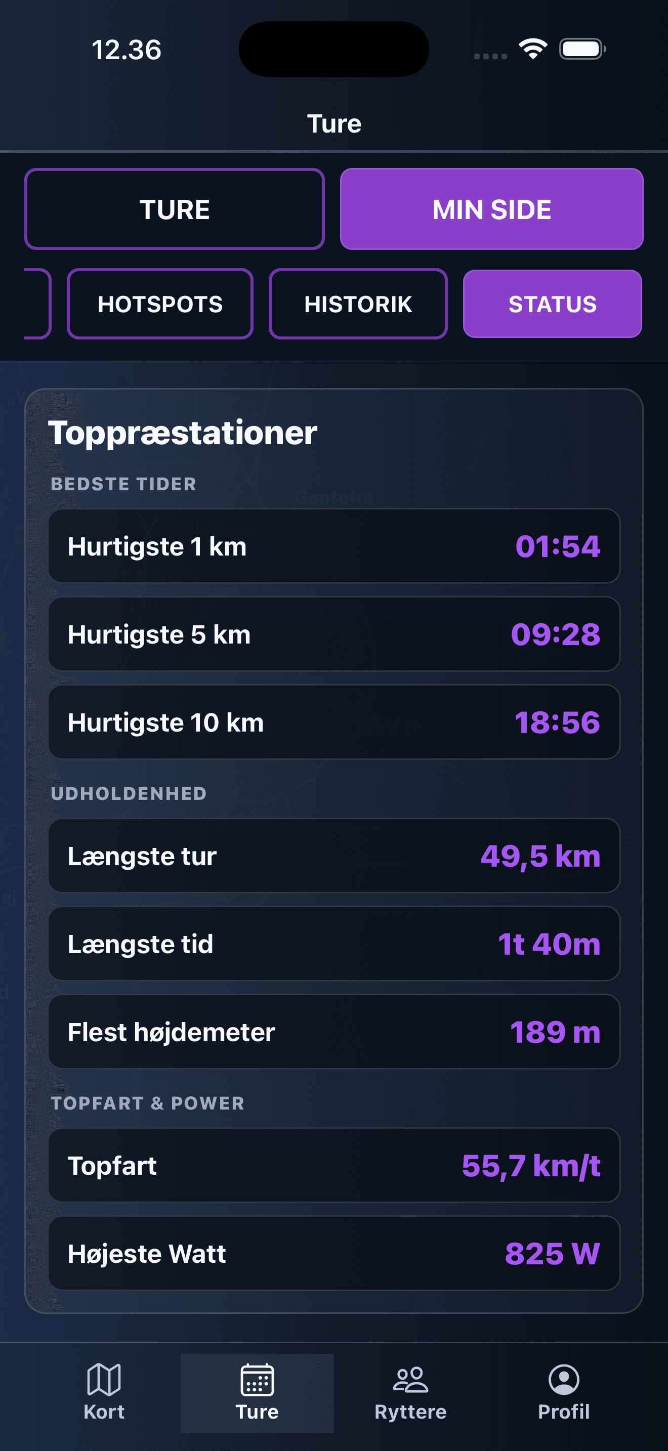 Top performances (Pro): Track your best times, longest rides, top speed, and highest watt.